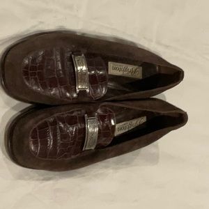 Brighton brown suede and leather loafers.  Gently used. Size 9